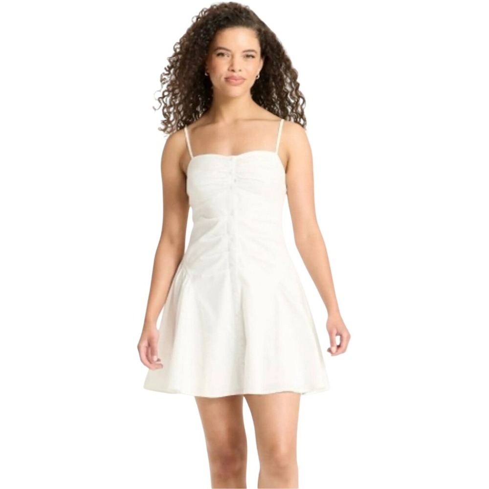 Wild Fable Women's White Button Front‎ Poplin Mini Dress Size Medium